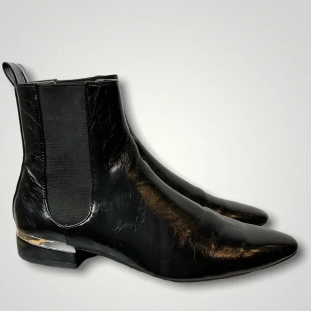 Zara Basic Black Pull On Chelsea Boot Low Block Heel